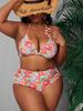 Übergröße Extra Breit Bedrucktes Bikini-Binde-Set für Damen & Mädchen