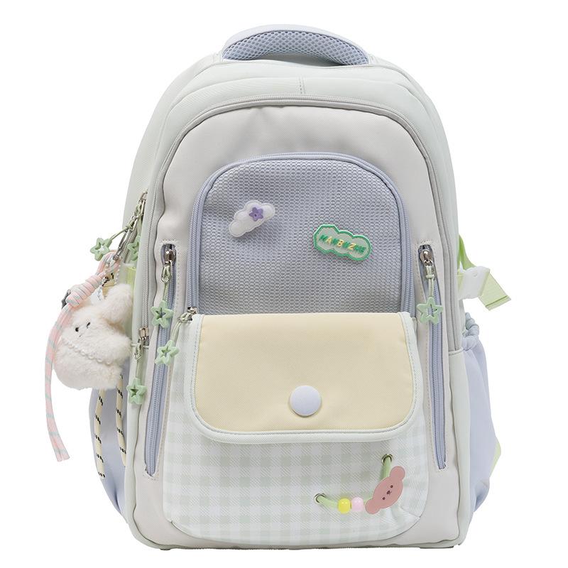 Schoolbagins College Style Cute Versatile Backpack Middle School Student School Bag Female Large Capacity Elementary School Student Burden Reduction