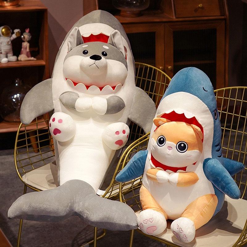 Shark Cat And Dog Plush Toy Soft And Cuddly Gift For Kids, Room Decoration
