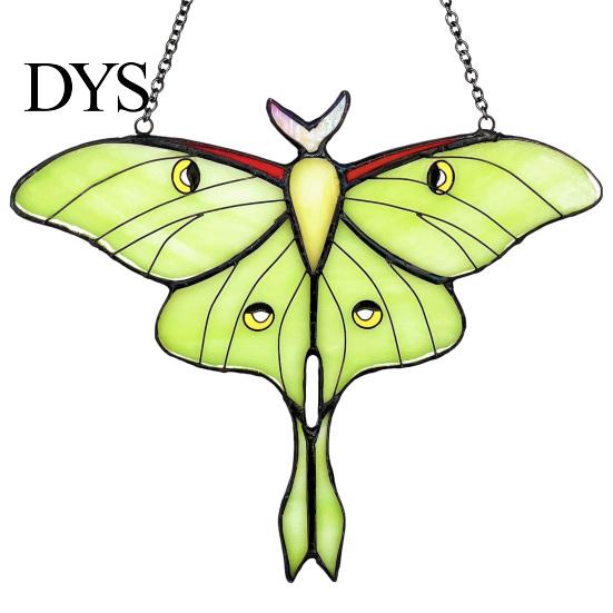 Colorful Light Refraction Decor Stained Glass Style Window Hanging, Acrylic Moth Suncatcher, Decorative Hanging Pendant with Sunlight Catcher