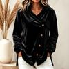Cardigan con Cappuccio in Velluto Colorato Casual da Donna con Bottoni Asimmetrici sul Davanti Manica Lunga Cappotto Autunno Inverno