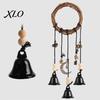 Nature Inspired Rattan Bell Pendant 2PCS Witch Bells for Door Knob, Hanging Wind Chime with Moon Pastoral Style Ornament Star Charms, Handmade