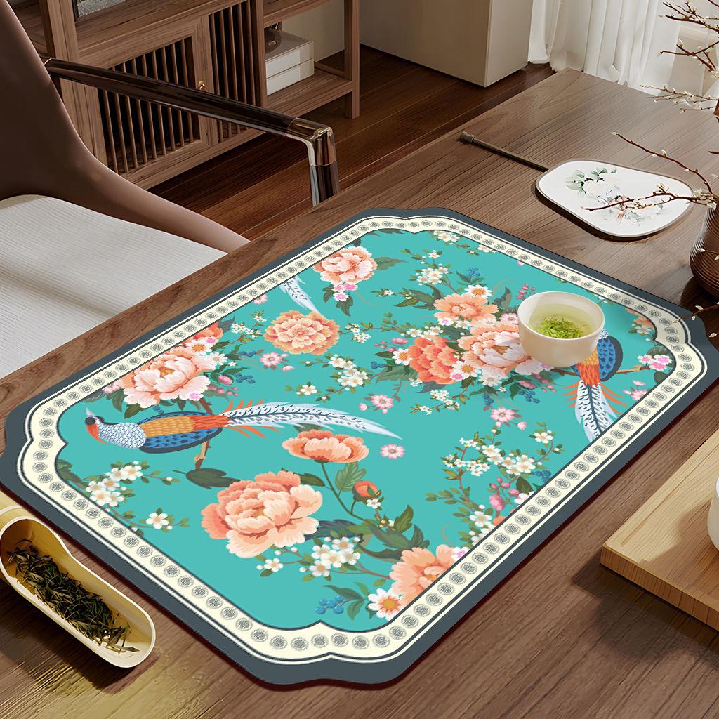 Rectangular Tea Mat Absorption and Quick Drying Tea Tray for Home Living Room Carpet Quick Drying Mat