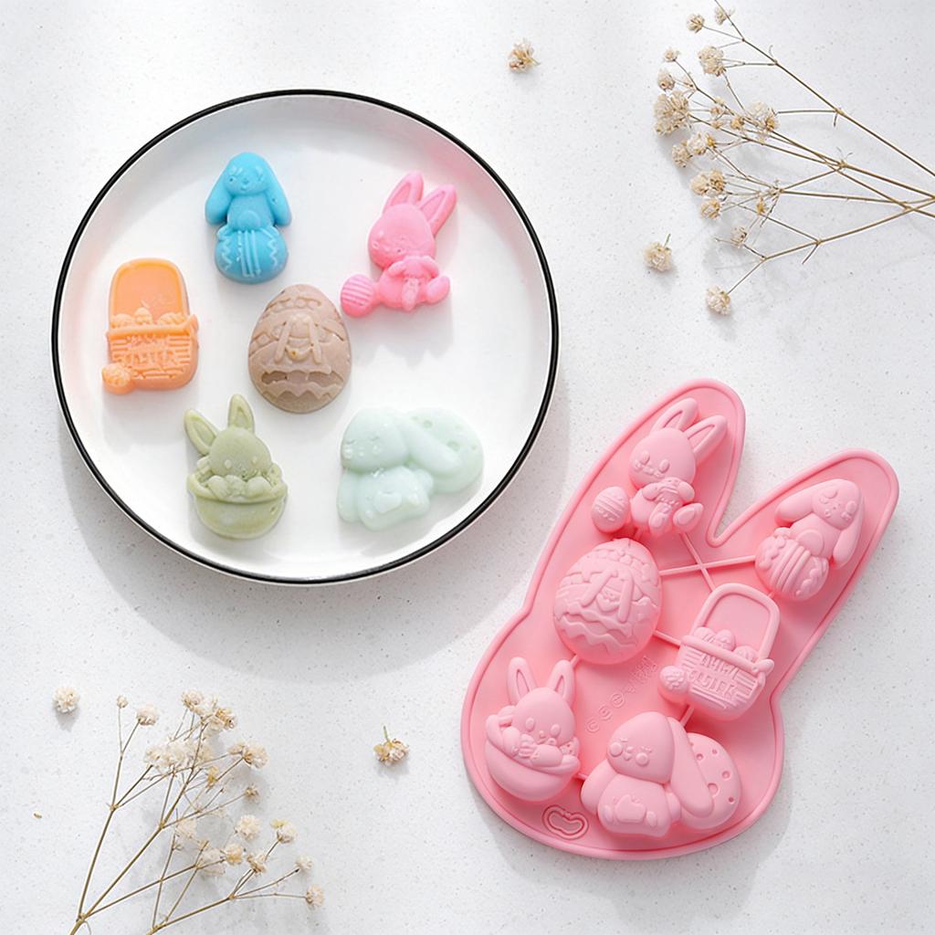 Cute Easter Bunny Silicone Mold – 6-Cavity 3D Cake And Dessert Mold