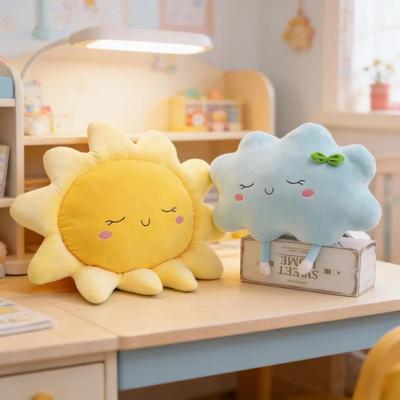 Adorable Peluche Oreiller Nuage Solaire Mignon Dessin Animé Coussin Canapé Peluche Moelleuse Décoration Maison Pour Lit Salon Cadeau Cosy Fournitures