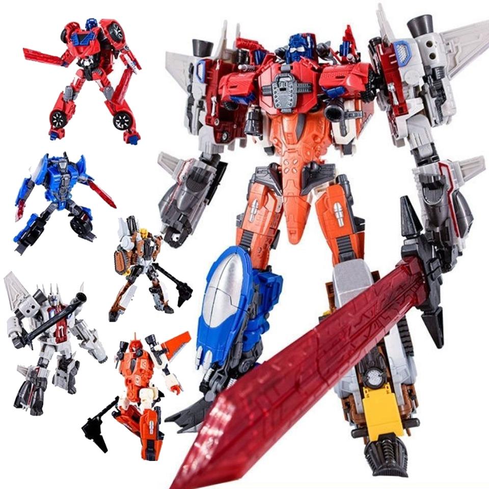 Computron 5IN1 Combiners Transformation Toys Scatters Nosecone Strafe Afterburner Action Figure Deformed Robot Anime Model
