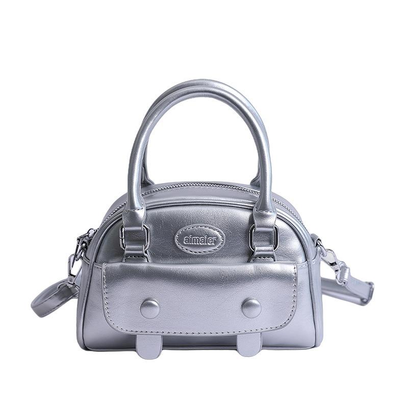 

Новая Универсальная Сумка Через Плечо Нишевая Простая Сумка Актуальная Премиальная Сумка-Мессенджер Женский Рюкзак Сумка для Боулинга серебряный