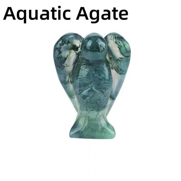 Statue d'ange de 1,5 pouce en pierre sculptée en cristal de jade naturel, statue de guérison Reiki, décoration de la maison, pièces de sculpture d'ange en cristal, cadeaux artisanaux