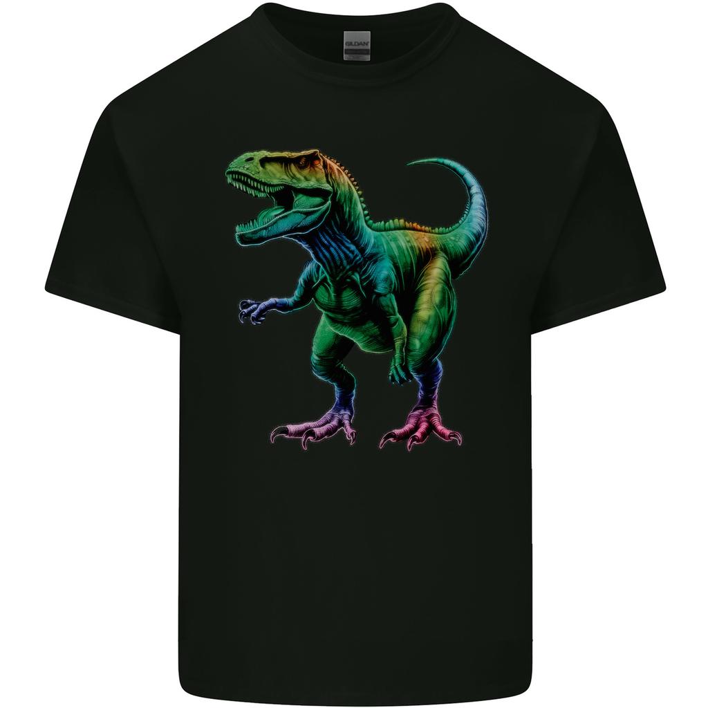 Men's T-Rex Colorful Dinosaur Cotton T-Shirt-