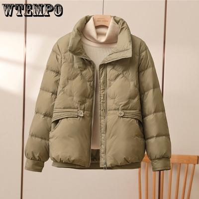Abrigo de Plumas de Pato Blanco para Mujer Otoño Invierno Casual Solapa Chaqueta de un Solo Botón Moda Ligera Acolchada Parka Abrigo