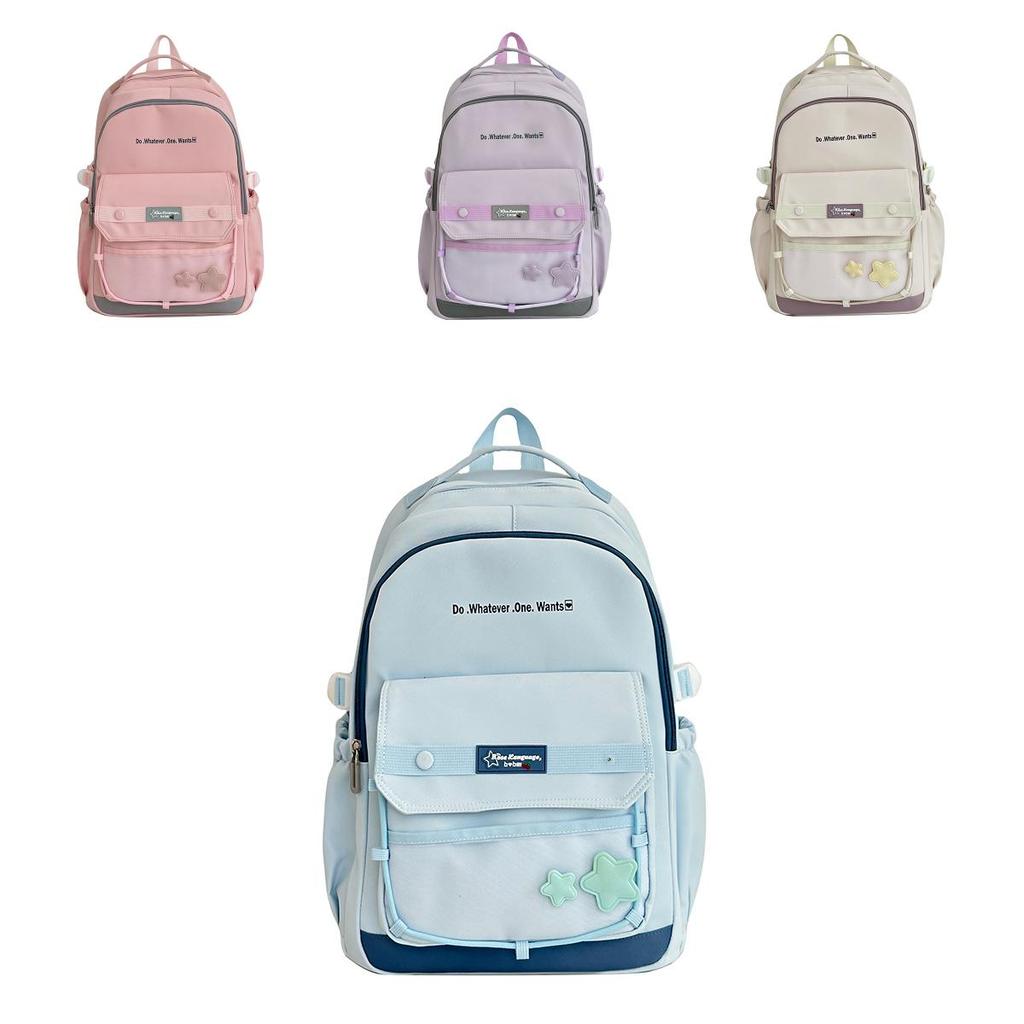 Do Whatever One Wants Letter Print School Backpack For Students Large Capacity Nylon Schoolbag With Air Cushion Straps For Middle School Teens