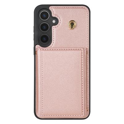 Etui na Samsung Galaxy A55 5G, składane na trzy części, z uchwytem na karty, podstawką, tylną okładką z TPU i skóry oraz paskiem na ramię