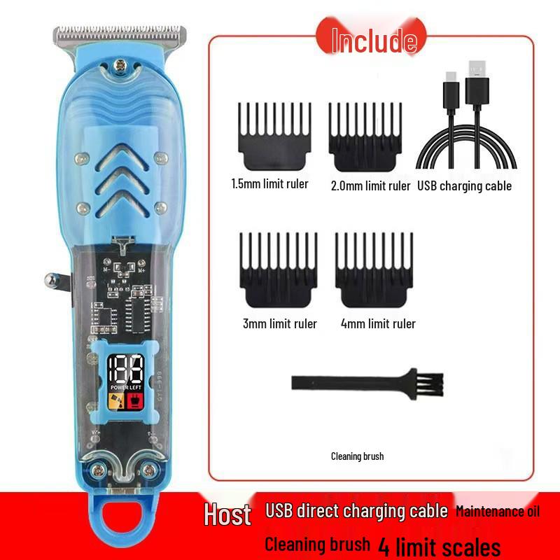 Professional Electric Hair Clipper for Barbers & Home: Precision Carving, Slicked Back Styles, Bald Head Trim.