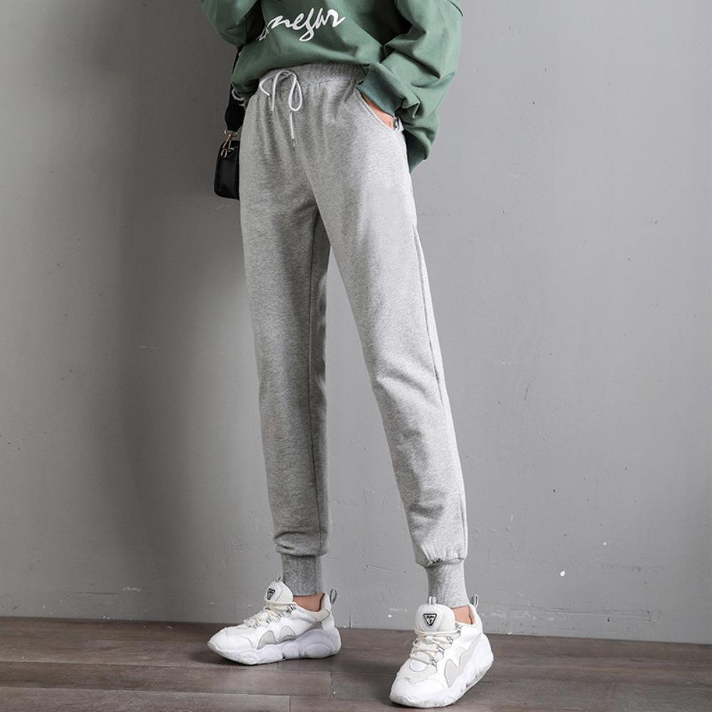 Women s Mid Rise Drawstring Waist Joggers Loose Fit Pencil Pants Medium Stretch Cotton Spring Casual Trousers S