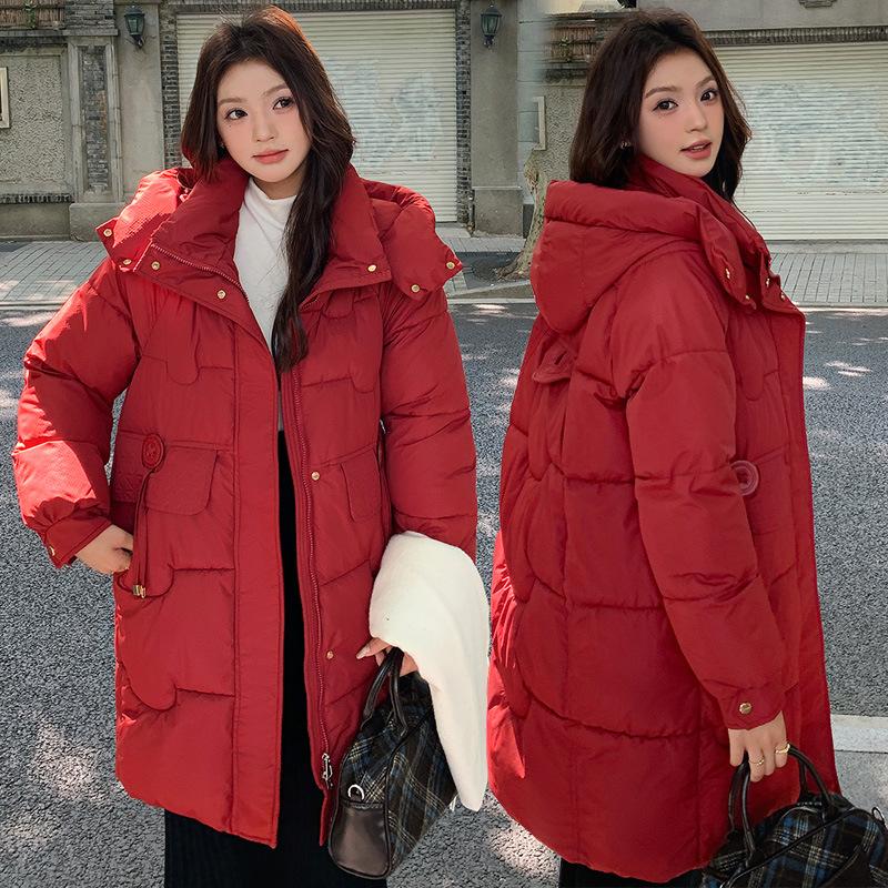 Women's cotton clothes winter clothes, new thin medium and long styles, large size loose casual cotton-padded clothes jacket over the knee