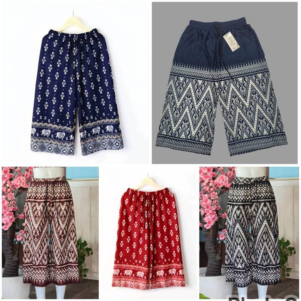 Long Loose Leg Elephant Pants Adjustable Elastic Waistband Strap Women Men Unisex Print Thailand Casual Streetwear Beach Summer Bohemian Retro Vintage