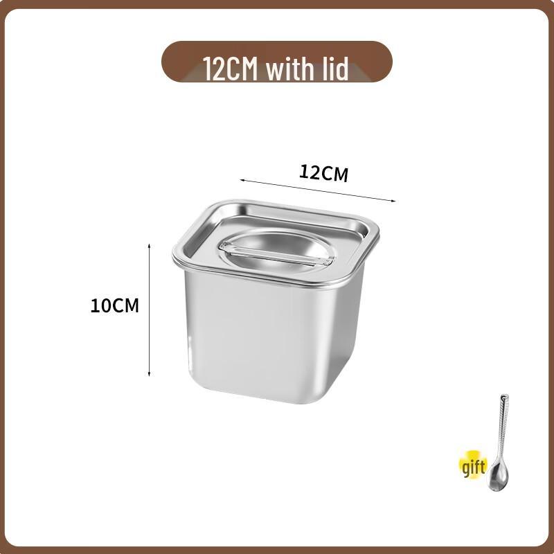 304 Stainless Steel Square Seasoning Bowl with Lid