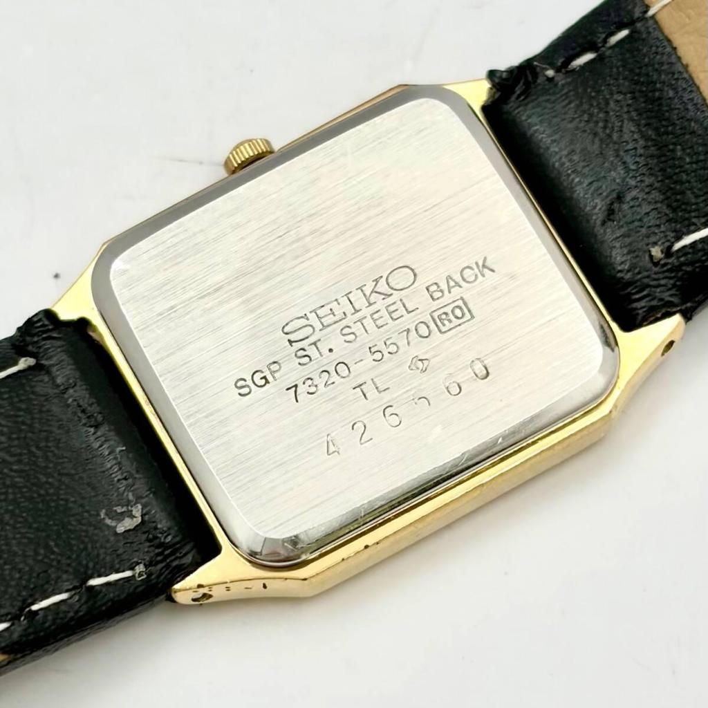 [New battery] SEIKO Seiko ladies watch gold rectangular 7320-5570 426660 new belt