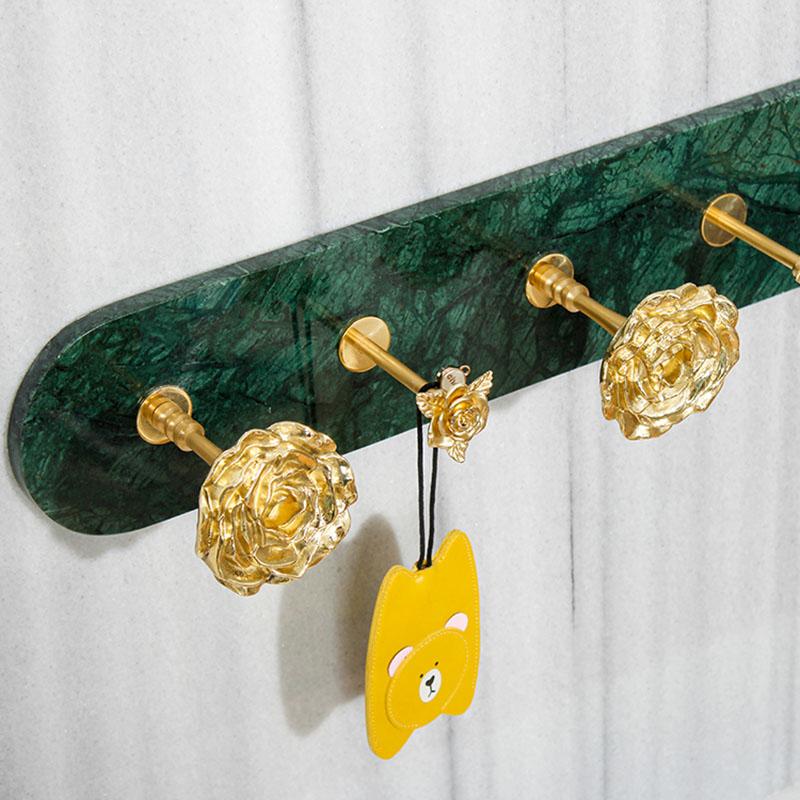 Luxury Wall-Mounted Bronze Marble Bathroom Hook Coat Hanger for Entry Bedroom And Entrance Clothing Storage Organizer