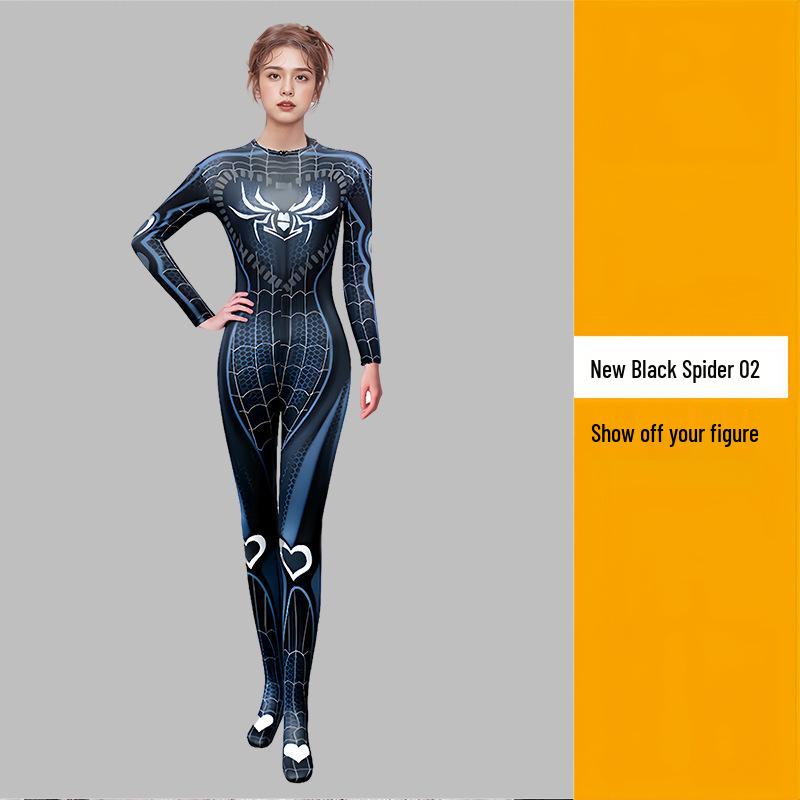 Costume da Cosplay di Daji di Halloween: Tuta nera da donna Spiderman, Costume di Asuka da Overwatch