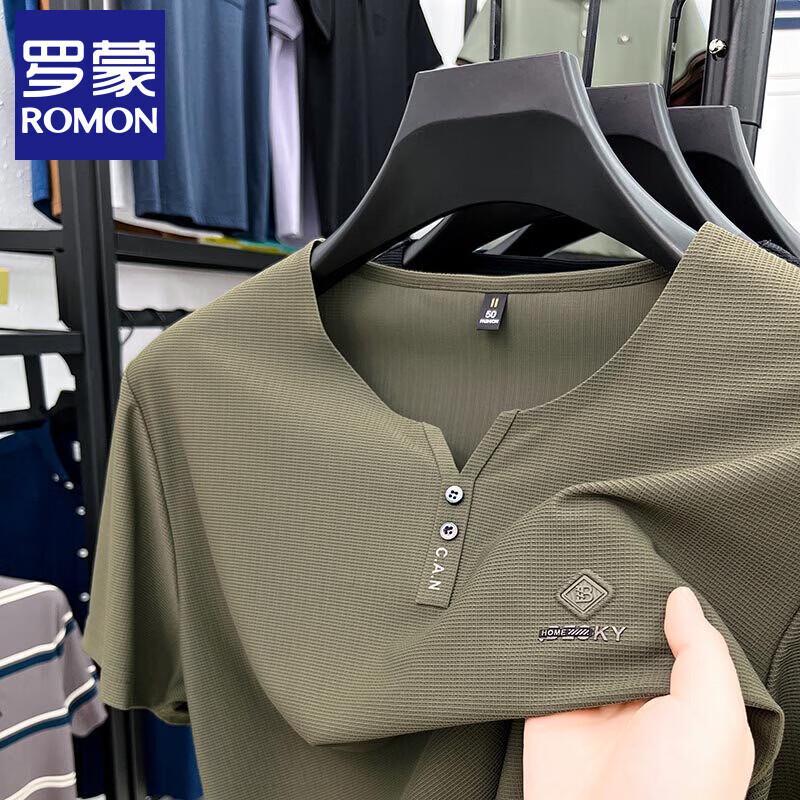 

Romon Men s Ice Silk V-Neck Short Sleeve T-Shirt 54