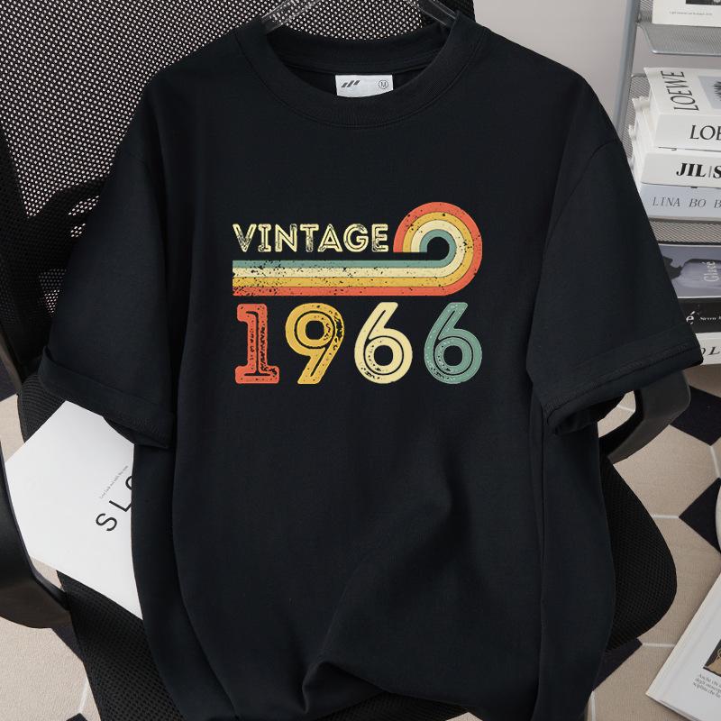 HighQuality Cotton TShirt for Unisex 1966 60th Birthday Unisex Loose Oversized Clothing O Neck Short Sleeve Tees Streetwear Top