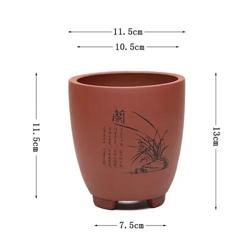 Purple Sand Flowerpot Succulents Yulu Stone Flower Balcony Potted Plant Pot Creative Gardening Ceramic Hand-painted Small Orchid