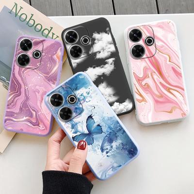 Marble Butterfly Soft Silicon Case For Samsung A55 M35 Redmi Note 13 Pro 13C 14 Xiaomi Poco C65 iPhone Huawei Honor 200 Realme Camera Shockproof Cover