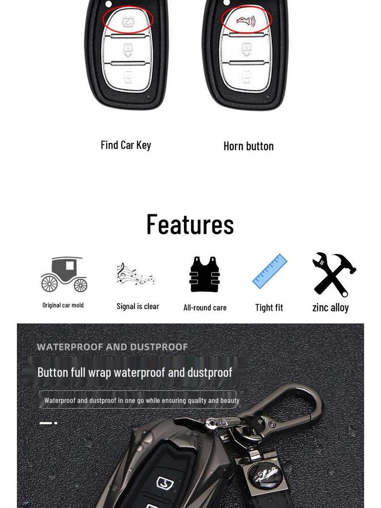 BAIC Huansu S Series Metal Car Key Case: Fits S2, S3, S5, S6, S7 - Full Wrap, High-End, Personalized Design for Men