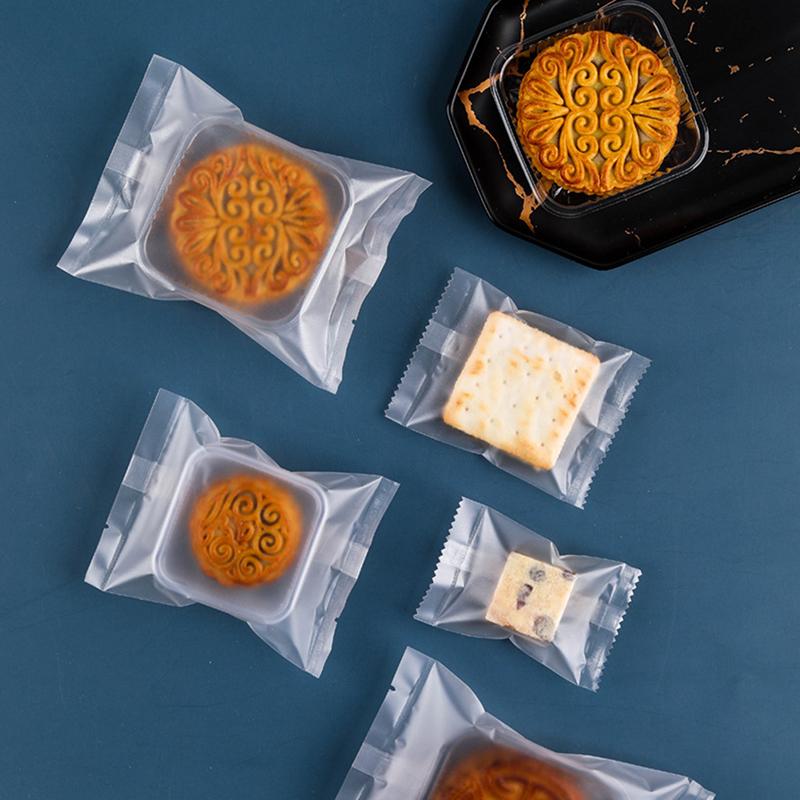 100Pcs Thicker Machine Seal Bags Clear Frosted Food Biscuit Diy Baking Cake Bag