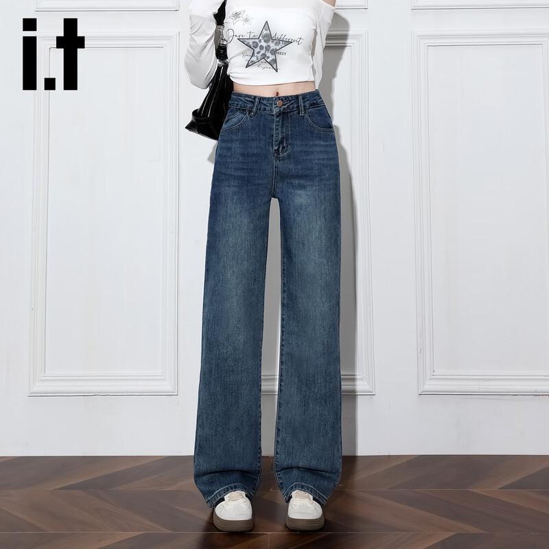 

izzue it Women s Retro High-Waisted Straight-Leg Loose Jeans 31
