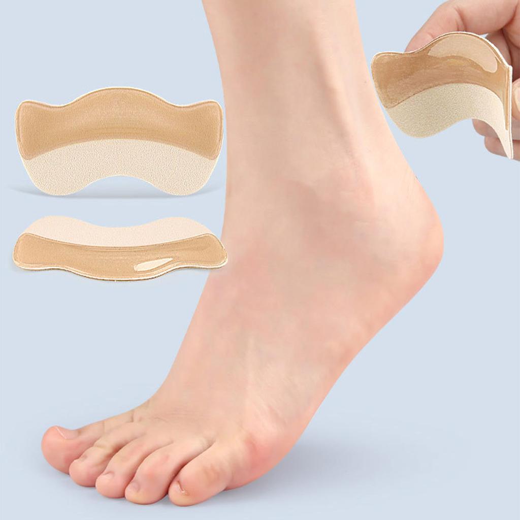 4 Pairs Heel Grips Liner Moon Shaped Cushions Inserts Soft Elastic Self Adhesive Heel Pads for High Heels PU Leather Shoes Apricot