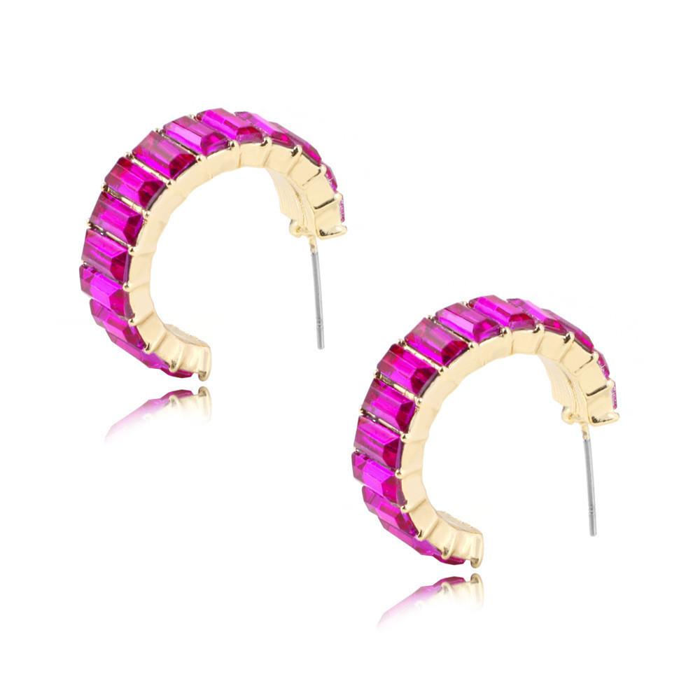 Vibrant Glass Gem Stud Earrings With Modern Geometric Shapes For Daily Wear