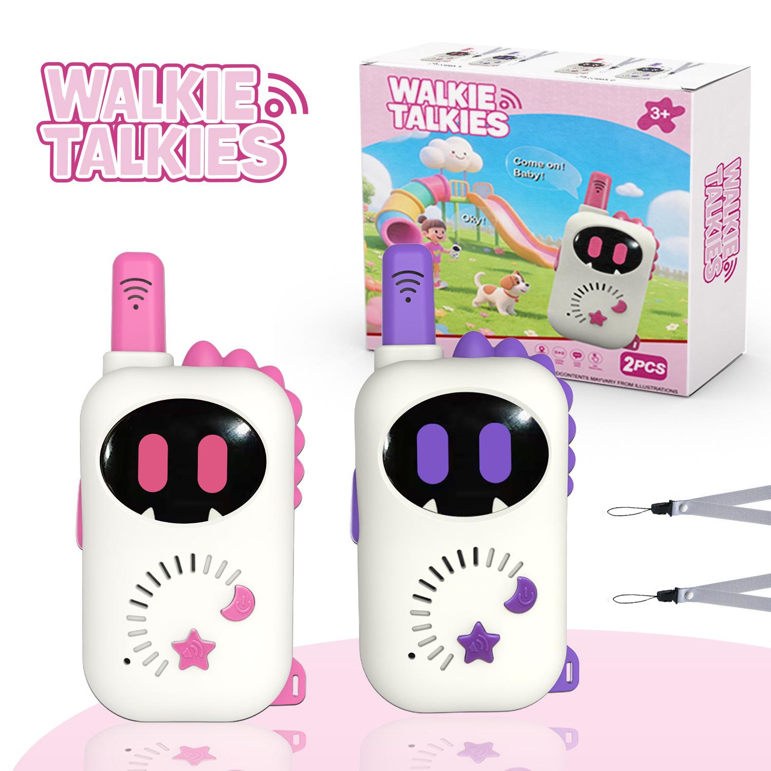 

Kids Walkie Talkies Dinosaur Design Pink Purple 2PCS, Portable Handheld, Long Range Outdoor Adventure Toy