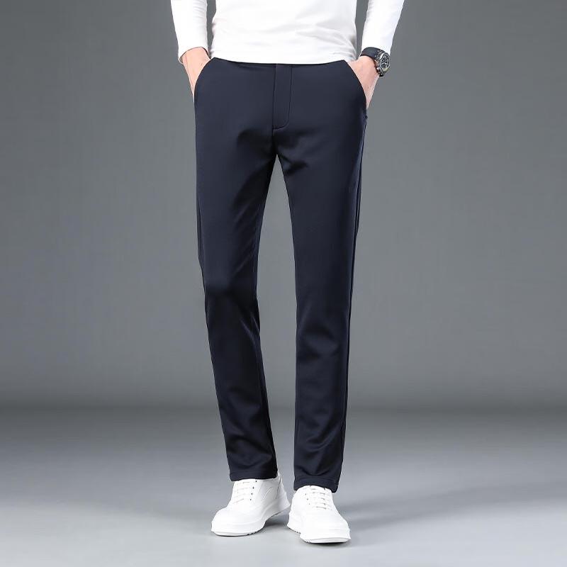 ROMON Men's Business Casual Straight-Leg Trousers