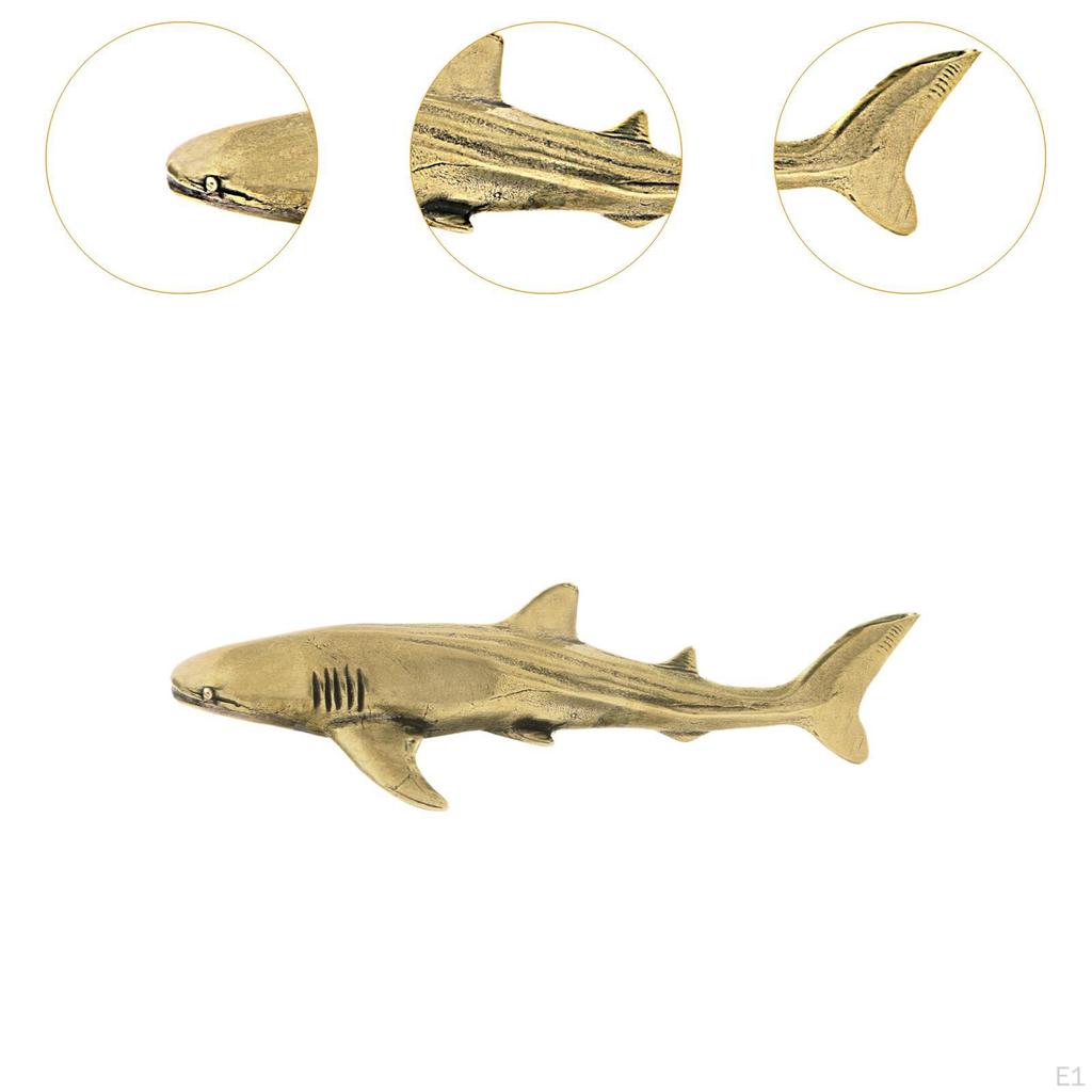Brass Shark Sculpture Megamouth Unique Lifelike Home Decor Miniature for Centerpiece Tea House
