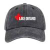 Vintage Washed Dad Hat,Lake Ontario Red Maple Leaf Graphic Unisex Baseball Cap