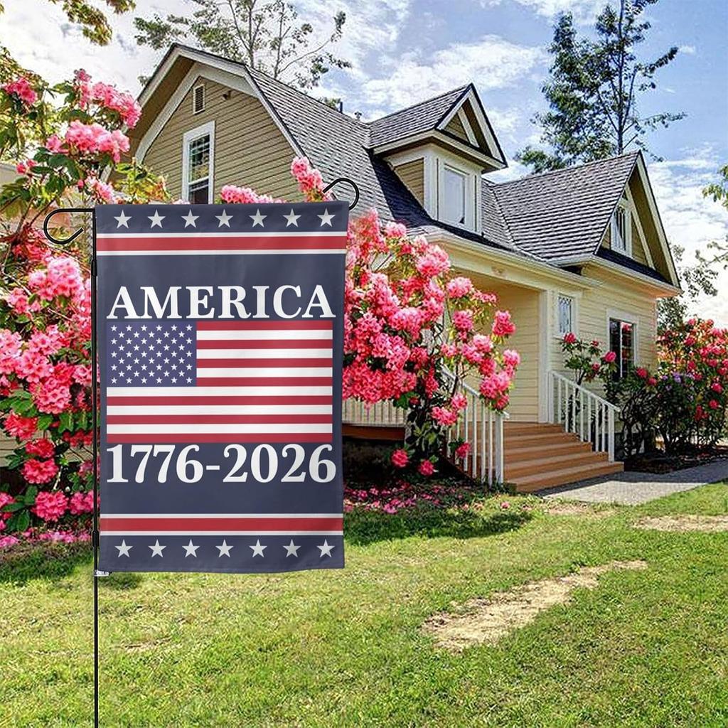 America 250th Birthday Garden Flag 12x18 1776 2026 America 250 Years Anniversary Yard Sign God Bless Usa Patriot House Flag No Flagstand