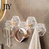 Space Saving Wall Hooks Acrylic Adhesive Hooks, Hexagonal Wave Shape, No Drilling Easy Modern Decor Installation Hook, Style Clear for Bathroom
