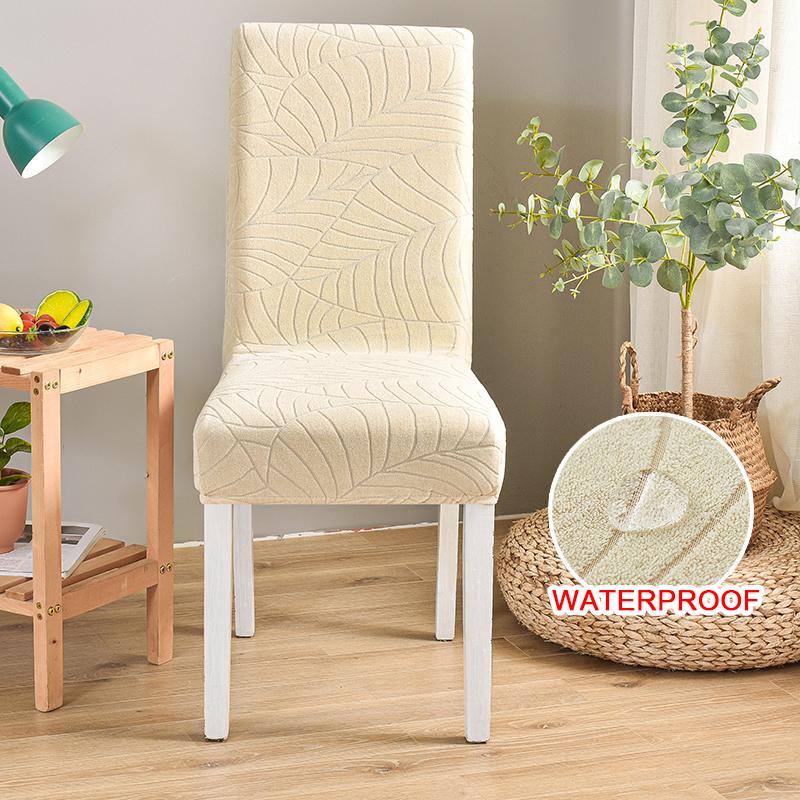 Waterproof Jacquard Chair Cover For Dining Room Thick Fabric Chair Slipcover Protector Washable Seat Cover For El Banquet 1Pc