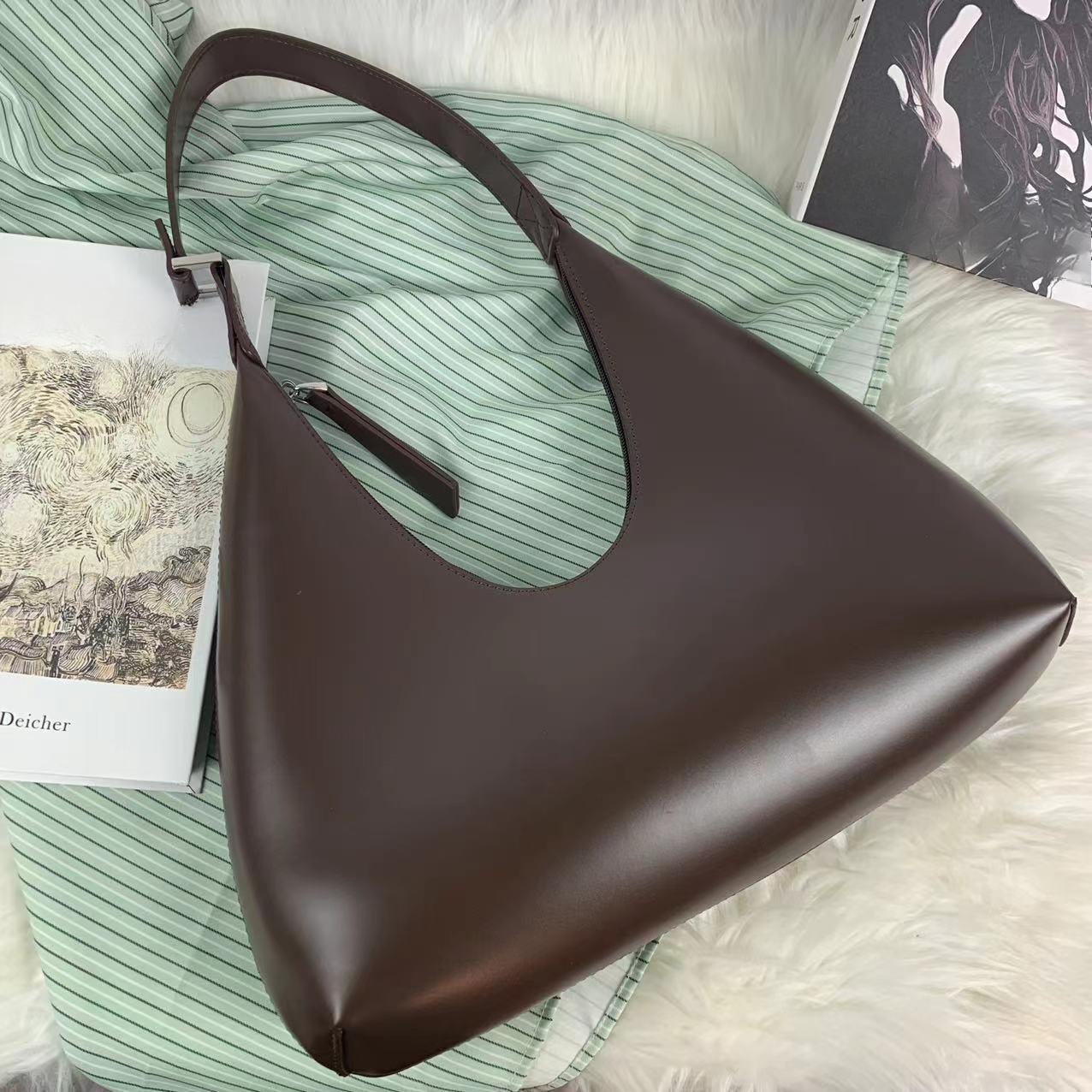 

Женская кожаная ретро U-образная сумка, простая сумка через плечо под мышкой, универсальная сумка на одно плечо, повседневная и легкая кофейный