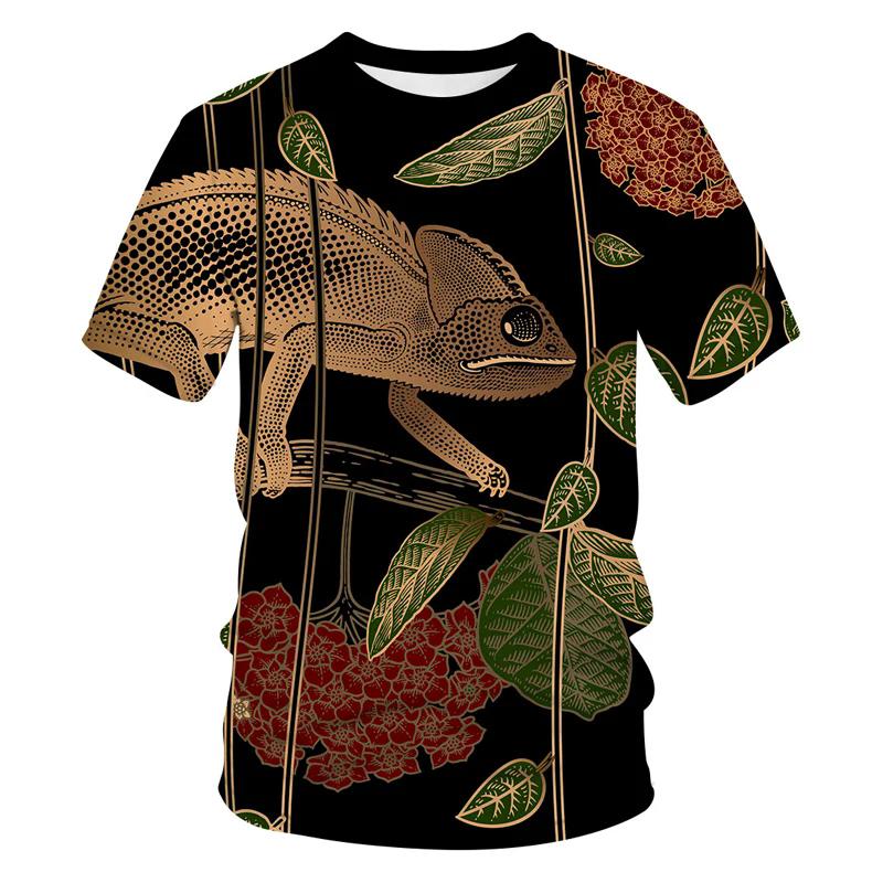Round Neck Floral Pattern 3D Printed T-shirts Casual Short Sleeved Men's T-shirts - Soft Medium Stretch Polyester Fabric Summer Relaxed Fit Clothing