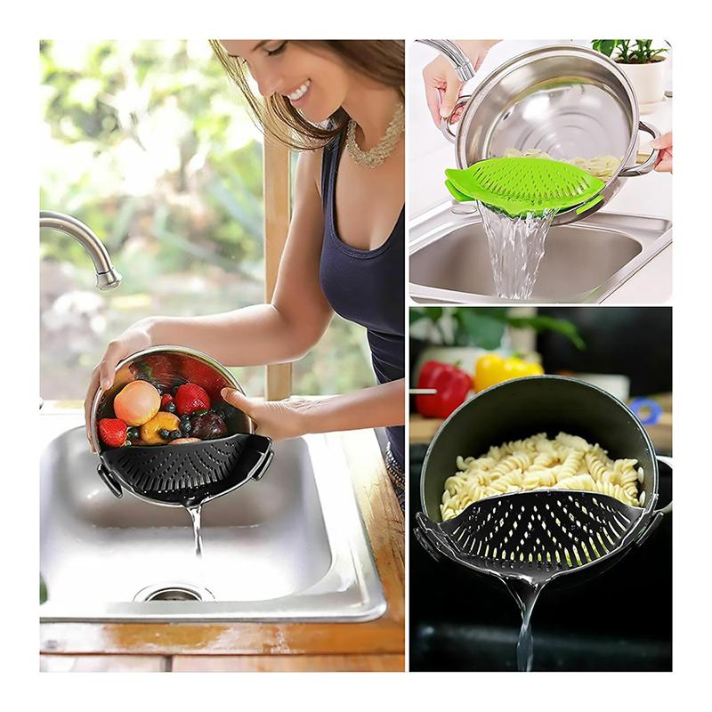 2025 New Pot Strainer and Pasta Strainer - Adjustable Silicone Clip On Strainer for Pots, Pans, and Bowls - Kitchen Colander