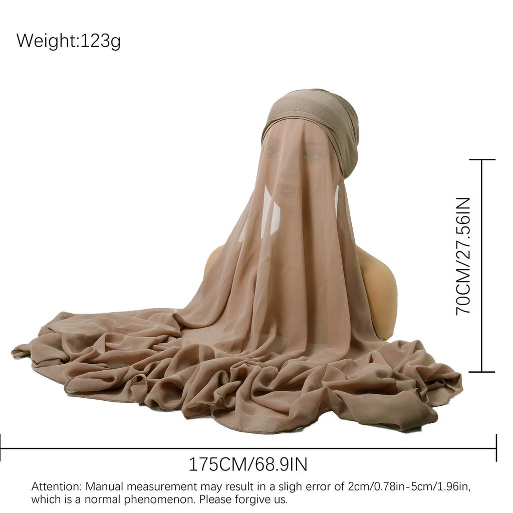 Ramadan Instant Hijabs Chiffon Hijab Scarf With Jersey Caps Bonnet Brand Design Muslim Scarf Women Islamic Underscarf Hijabs