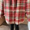 Women's Retro Plaid Hooded Shirt Jacket, Winter 2025, Plus Velvet, Thick, Mid-Length, Cozy Style, Age-Defying