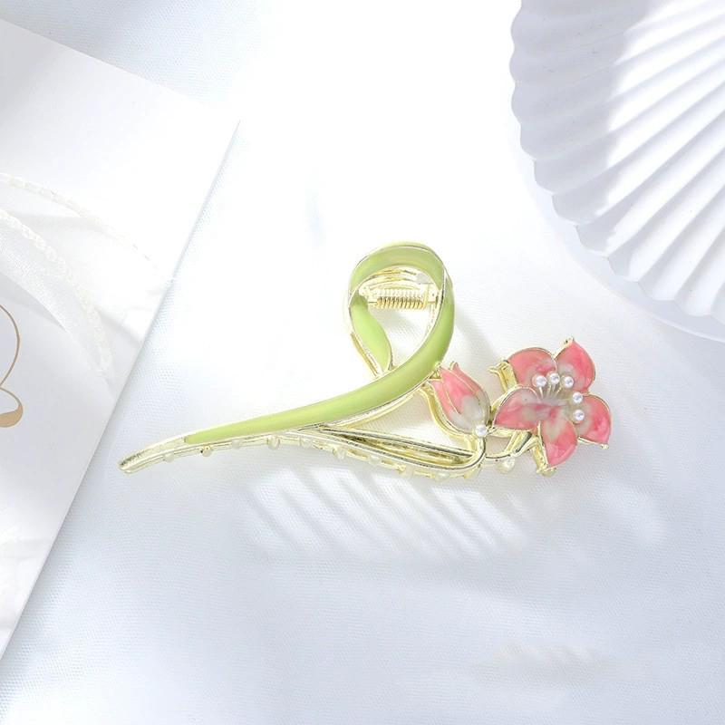 Flower Metal Hair Claw For Women Gold Silver Cross Crab Hair Clip Korean Elegant Hairpin Girl Hair Accessories