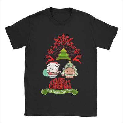 Funny Bubu and Dudu's Festive Christmas Greeting T-Shirts Men Crew Neck Cotton T Shirt  Short Sleeve Tee Shirt Summer Clothing