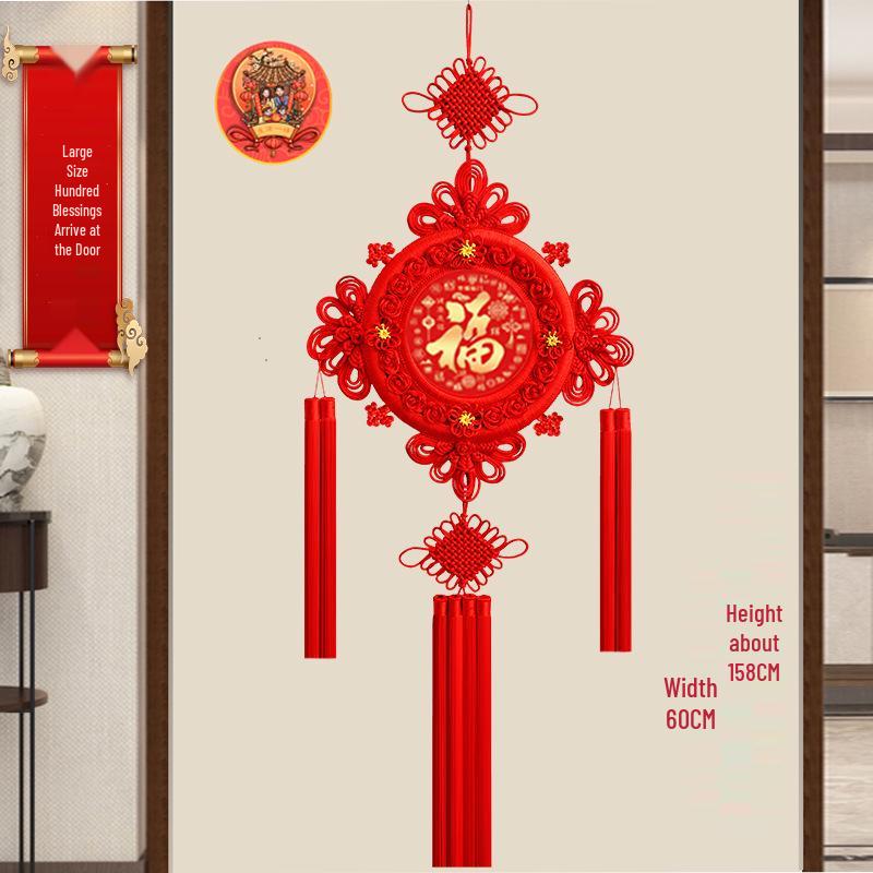 Large Chinese Knot Pendant - Fu Character Ornament for Living Room, Foyer & Entrance, New Year Decoration