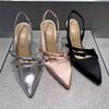 2026 Stiletto Sandals Spring New Style Pointy Head Shallow Mouth Butterfly Knot Set Foot Anti-slip Wear-resistant High Heels
