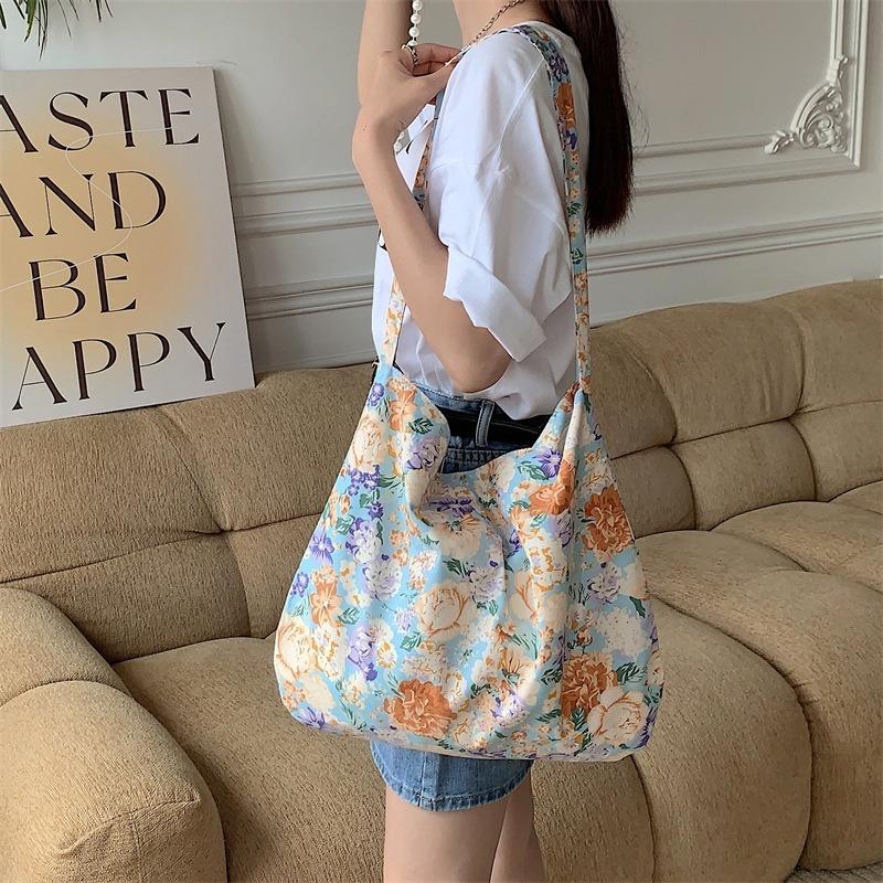1 Fresh Flower Bag Spring and Summer Thin Cotton Shoulder Bag Crossbody Bag Large Capacity Women's Bag